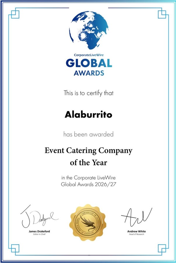 Corporate LiveWire Global Awards – Event Catering Company of the Year 2026/27